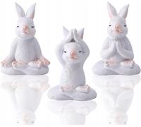 3 coniglietti che praticano yoga, statuine da 5 cm per decorare la casa o il gia
