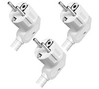 3 connettori Schuko, IP20 Schuko per interni, spina europea in plastica 250 V (16 A) per cavo da 8 a 10 mm, IP20 per interni - bianco