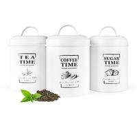3 Contenitori Alimenti IN Metallo Scatola Caffè Barattolo Zucchero Scatola Tè