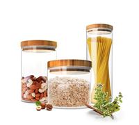 3 contenitori alimenti set con coperchio porta vivande SCATOLE DI SCORTA vetro
