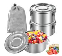 3 contenitori per il pranzo in acciaio inox, 360 ml, contenitore per alimenti per bambini, a prova di perdite, in acciaio inox, per snack, cereali, frutta, spezie