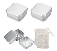 3 contenitori per sapone da viaggio, portasapone in alluminio, con griglia di scolapiatti e sacchetti per sapone, per sapone da barba e shampoo solido per la casa, i viaggi