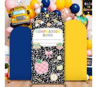 3 copertine per sfondo ad arco, 1,2 m, 1,5 m, 1,8 m, per il rientro a scuola, con parte superiore rotonda, per il primo giorno di scuola, per benvenuto este di compleanno, decorazioni per