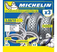 3 Copertoni Cerchi Camere 3 00 10 Vespa 50 SPECIAL R L N MICHELIN S83 Kit