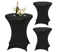 3 coperture elastiche per tavolo da bistrot Ø 60 - 65 cm, in poliestere resistente alle pieghe, rinforzo nella zona dei piedi, coperture elastiche per tavoli da bistrot (nero)