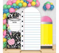 3 coperture per fondali ad arco scolastico da 1,2 m, 1,5 m, 1,8 m, composizione per quaderni, in spandex, per il primo giorno di scuola, sfondo di carta a righe, per asilo, feste di compleanno