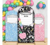 3 coperture per sfondo ad arco scolastico da 1,2 m, 1,5 m, 1,8 m, composizione colorata, in spandex, per il primo giorno di scuola, decorazioni per la scuola materna, feste di compleanno, cerimonie