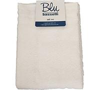 3 Coppie Asciugamano 1+1 BASSETI per Un Totale di 6 Asciugamano di Spugna 100% Cotone Bianco
