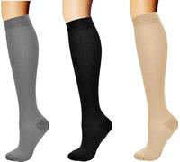3 coppie Calze a compressione per uomo e donna, (15-20 mmHg) calze a compressione graduata crossfit, maternità, atletica, da viaggio, infermieri - aumenta la resistenza, pratica e recupero
