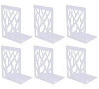 3 Coppie Fermalibri, Reggilibri in Metallo Fermalibri Antiscivolo, Organizer da Scrivania per Libri, Supporto Libri per Scaffali, Ufficio, Biblioteca, Casa, Scuola (bianco)