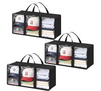 3 custodie per CD, con finestra in PVC trasparente, lunghezza 52 cm, sacchetti per riporre DVD e DVD in tessuto non tessuto nero, per organizzare vestiti, cappelli, libri
