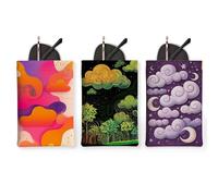 3 custodie per occhiali da sole con tramonto e foresta nuvolosa, dai colori vivaci, da viaggio, portatili, da schiacciare, di sicurezza superiore, Vivace, 7x4.7 Inch