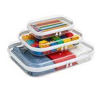 3 custodie trasparenti con cerniera, custodie rigide con cerniera, borsa da toilette trasparente, organizer da viaggio, contenitori per giocattoli, custodia in plastica rigida, organizer per pannolini