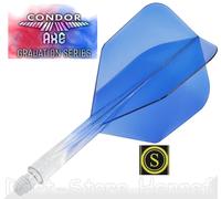 3 Dart Flights Condor Axe Gradiente, Standard Piccolo, Blu / Clear, Lungo Scelta