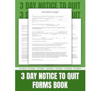 3-Day Notice to Quit Forms Book, Notice to Pay Rent or Vacate Form | Landlord to Tenant Notice to Quit + 70 forms (one page full, other blank).