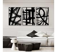 3 decorazioni da parete astratte in metallo nero, decorazione da parete testurizzata 3D, sculture da parete dal design moderno, sculture da parete minimalista, per soggiorno, ufficio, ristorante (40,6