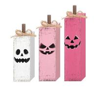 3 decorazioni da tavola in legno fatte a mano per Halloween, per feste di Natale autunnali e per la casa, decorazioni natalizie a più livelli