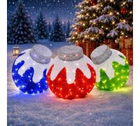 3 decorazioni natalizie da esterno, decorazioni natalizie illuminate pop-up, con 240 luci LED, 8 funzioni di luce, decorazioni natalizie pieghevoli illuminate per esterni, per cortile, patio, casa
