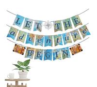 3 decorazioni per striscioni Bon Voyage Let The Adventure Begin, bandierine con mappa del mondo per andare via, addio, compleanno, baby shower, laurea, pensionamento, festa di viaggio, a tema, buona