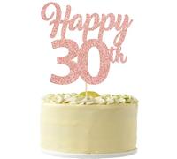 3 Decorazioni per Torta con Scritta 'Happy 30th Birthday', Colore Oro Rosa Glitterato, Numero 30, Decorazioni per Torte Trenta Felici Anni, Anniversario di Matrimonio, Forniture