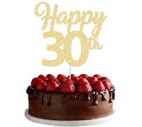 3 decorazioni per torta con scritta "Happy 30th Birthday", con glitter dorati, numero 30, decorazioni per torte trenta felici e 30esimi, decorazioni per feste di compleanno o anniversario di