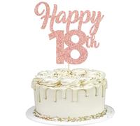 3 decorazioni per torta Happy 18th Gold Glitter Numero 18 Decorazioni per torte di compleanno per diciotto anni decorazioni per torte per applausi fino a 18 anni, 18° compleanno, anniversario di