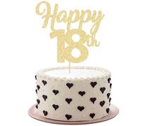3 decorazioni per torte Happy 18th Gold Glitter numero 18 decorazioni per torte Diciotto compleanno, per saluti a 18 anni 18 anni forniture per feste di anniversario di matrimonio