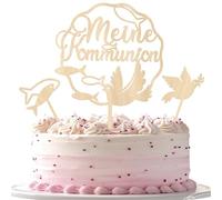 3 decorazioni per torte in legno per la mia comunione, decorazione per torte di pesce, decorazione per la comunione religiosa, a tema bambino, doccia, per feste di compleanno