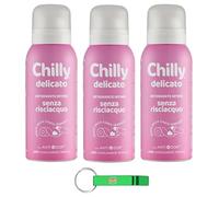 3 detergenti intimi Chilly senza risciacquo Delicato - Utilizzare su carta igienica - Adatto per pelli sensibili da 100 ml + portachiavi Beni Culinari gratuito