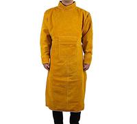 3 Dimensioni Pelle Bovina Lavoro Grembiule Saldatura Abbigliamento Protettivo Calore Resistente al Fuoco Saldatori Abbigliamento Saldatura Grembiule Con Maniche, Giallo, 120 cm