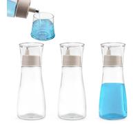 3 dispenser per collutorio in vetro da 150 ml, ricaricabili con coperchio, piccoli contenitori trasparenti per collutorio per piano di lavoro della cucina (15 x 5,6 cm)
