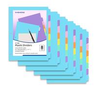 3 divisori per raccoglitori ad anelli con tabella, 48 pezzi/6 set di divisori in plastica, 8 divisori a 3 fori, colore pastello, formato lettera, 6 set