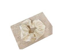 3 elastici for capelli in tessuto di perle, elegante temperamento, nessun danno ai, for da ragazza, for coda cavallo alta(Color 02)