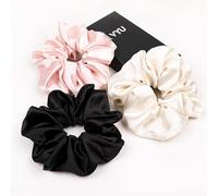 3 elastici grandi in raso di seta, extra grandi, per capelli spessi o sottili, senza pieghe, per coda di cavallo jumbo, non danneggiano i capelli per dormire