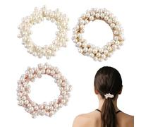 3 elastici per capelli con perle lucide, accessori per capelli, graziosi elastici per capelli per coda di cavallo, senza danni, in gomma, regalo per donna