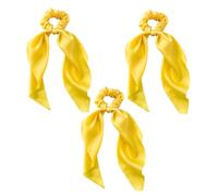 3 elastici per capelli gialli con fiocco, in raso, per coda di cavallo, elastici per capelli, elastici per capelli, accessori per elastici