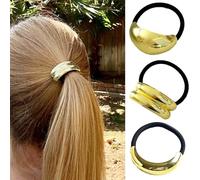 3 elastici per capelli in metallo, per coda di cavallo, elastici per capelli da donna, accessori per capelli dorati (set oro)