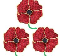 3 eleganti spille a forma di papavero rosso con cristalli, da donna, smaltate, a forma di papavero, per il giorno della commemorazione, regalo commemorativo, gioielli per il giorno della memoria