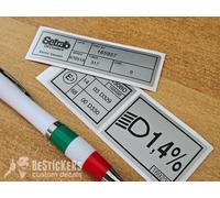 3 etichette adesivi radiatore olio, fari, omologazione per restauro FERRARI F50
