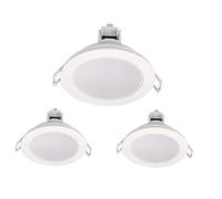 3 faretti LED da incasso per cartongesso, dimmerabili con dimmer triac, 220 V 5.5 W 574 Lumen, Ø 87 mm x 37 mm, foro 65-74mm, impermeabile IP65, attacco rapido (bianco, bianco neutro 4000K)