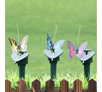 3 farfalle volanti a energia solare/a batteria, colibrì, farfalla, girasole, per giardino, cortile, piante, fiori, patio, decorazione paesaggistica (colore casuale)