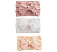 3 fasce elastiche per capelli per neonati, in morbido nylon, con fiocco, per neonati, accessori per capelli, per battesimo, fotografia, compleanno, taglia unica, per tutti i bambini