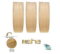 3 fasce extension clip SHE Easy 20 capelli veri umani lisci shatush 50 55 cm