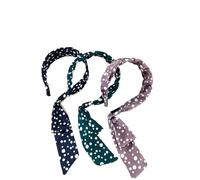 3 fasce per capelli con nastro su un lato, a pois, forcina per capelli dal temperamento dolce (02#)