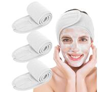 3 fasce per capelli da spa per il viso, da donna, per make up, make up, regolabile, per lavare viso, bagno, sport e yoga (bianco, dimensioni: 62 x 8,6 cm)