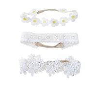 3 fasce per capelli in pizzo ricamate per neonati, alla moda, ad alta elasticità e morbide per una protezione delicata della pelle