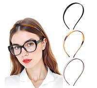 3 fasce sottili in plastica da donna, per occhiali da sole, con denti, per portatori di occhiali, non causano mal di testa, senza pressione, comode fasce in plastica antiscivolo (nero, marrone chiaro,