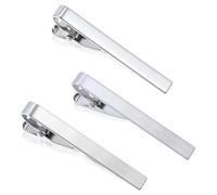 3 fermacravatta in acciaio inox, design elegante con superficie lucidata, lunghezza 5,5 cm, per matrimonio, business, uomo, idea regalo per Natale, festa del papà