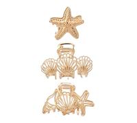 3 Fermagli Capelli da Spiaggia, 3 Stili Lega D'oro Fermagli a Forma Conchiglia e Stella Marina le Vacanze Estive Stile Marino Accessori per Capelli Festa in Spiaggia per Donne Ragazze