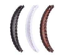3 fermagli per capelli a banana per capelli ricci spessi, clip a tartaruga nera, marrone e bianca, pettini vintage per donne e ragazze, antiscivolo, accessori per capelli retrò